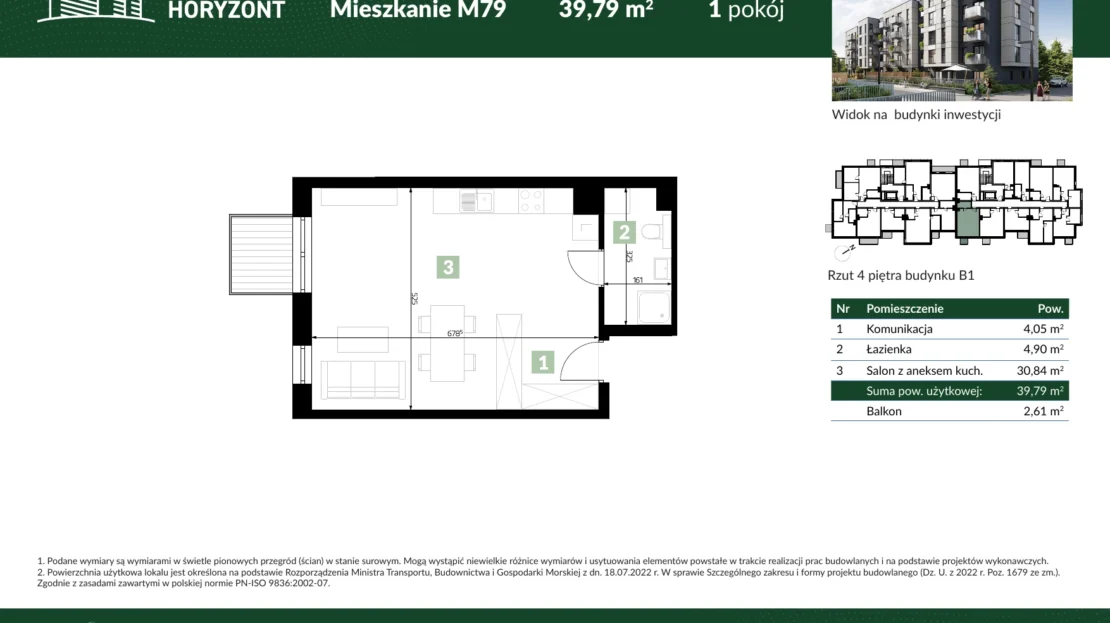 Karta mieszkania B1.M79 w inwestycji Osiedle Horyzont