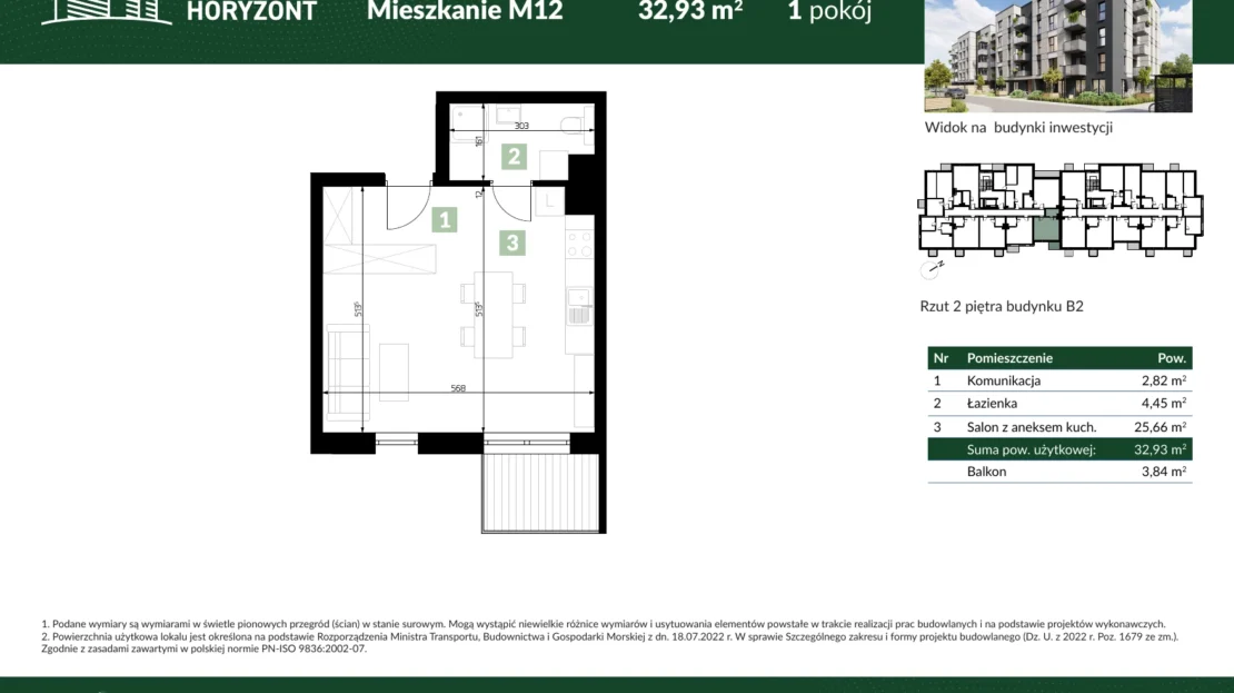 Karta mieszkania B2.M12 w inwestycji Osiedle Horyzont