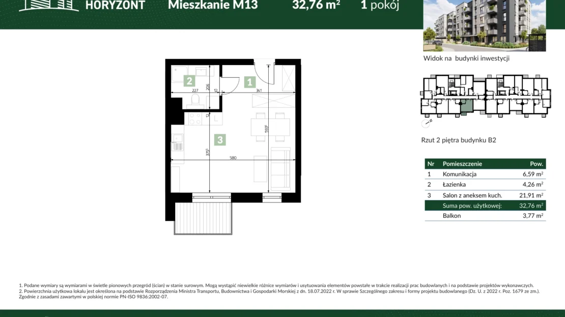 Karta mieszkania B2.M13 w inwestycji Osiedle Horyzont
