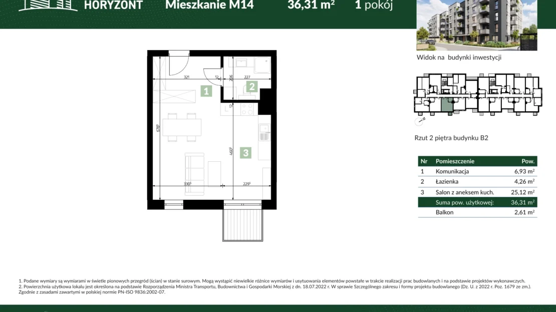 Karta mieszkania B2.M14 w inwestycji Osiedle Horyzont