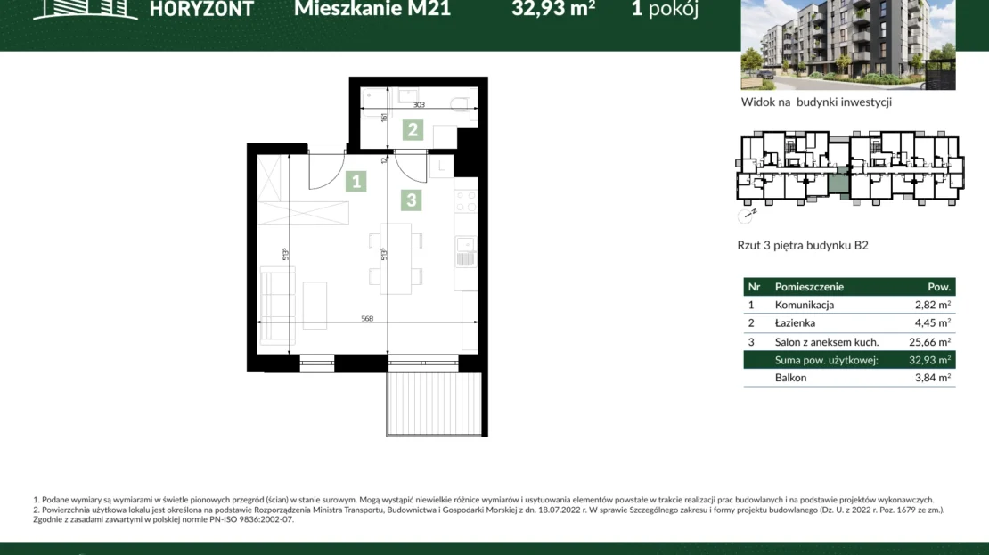 Karta mieszkania B2.M21 w inwestycji Osiedle Horyzont