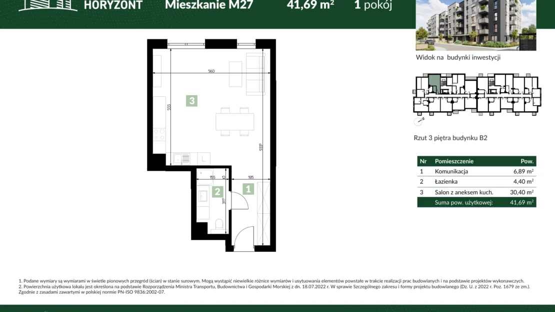 Karta mieszkania B2.M27 w inwestycji Osiedle Horyzont