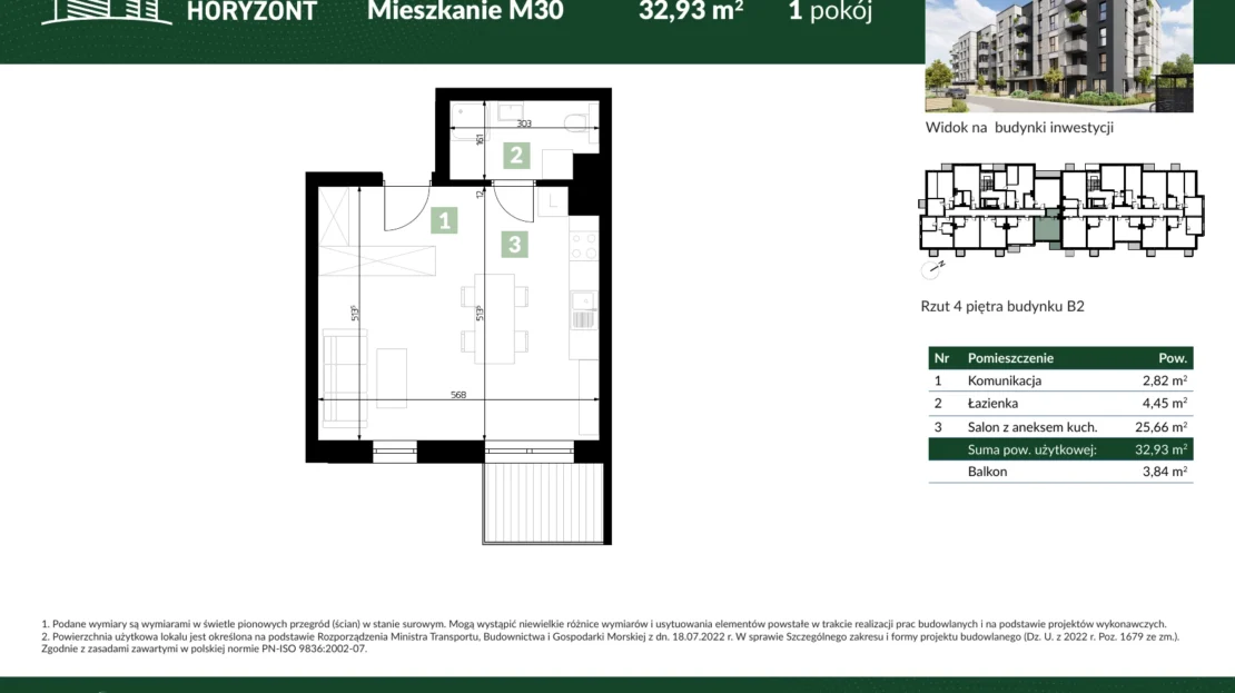 Karta mieszkania B2.M30 w inwestycji Osiedle Horyzont