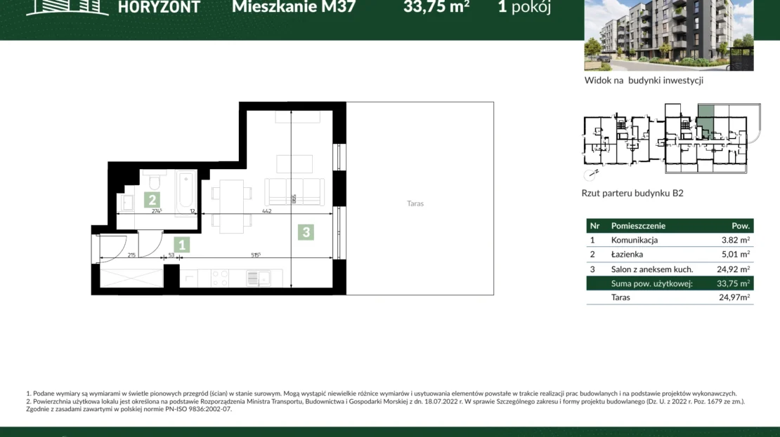 Karta mieszkania B2.M37 w inwestycji Osiedle Horyzont