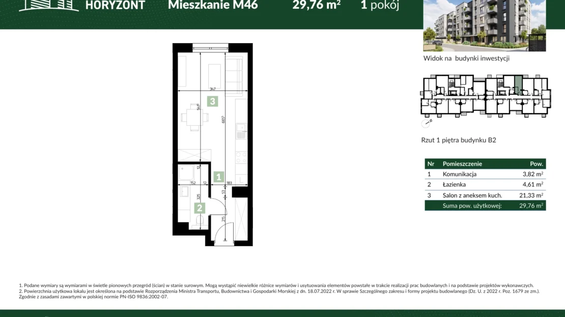 Karta mieszkania B2.M46 w inwestycji Osiedle Horyzont