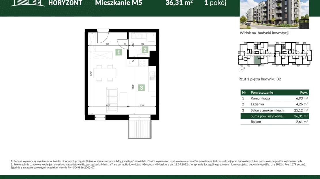 Karta mieszkania B2.M5 w inwestycji Osiedle Horyzont