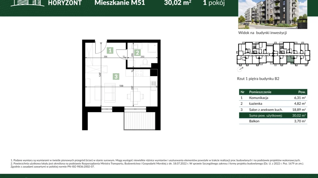 Karta mieszkania B2.M51 w inwestycji Osiedle Horyzont