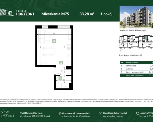 Karta mieszkania B2.M75 w inwestycji Osiedle Horyzont